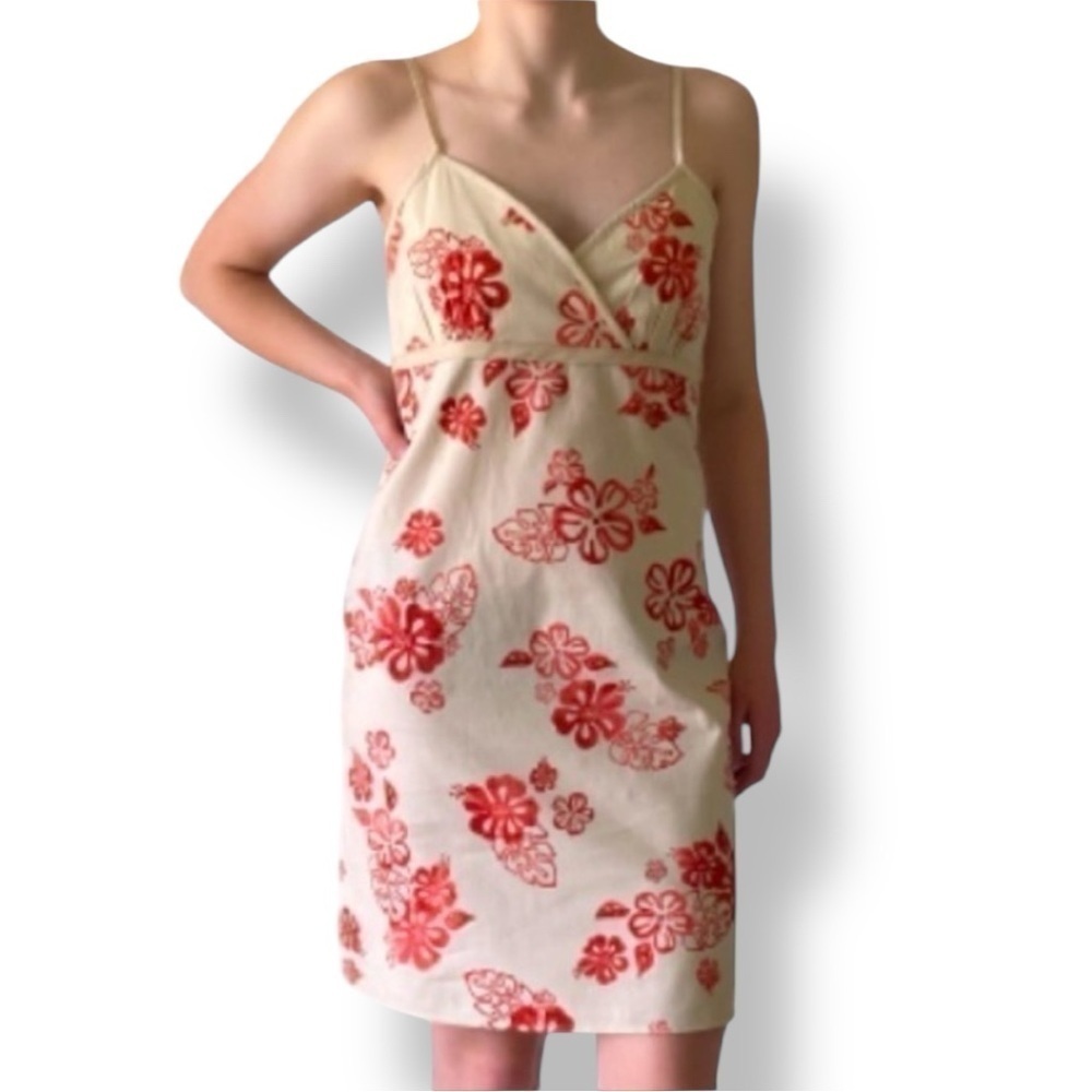 Tilt Floral Print​​​​​​​​​​​​​ Adjustable Strap Sundress - Tan & Orange​​​​